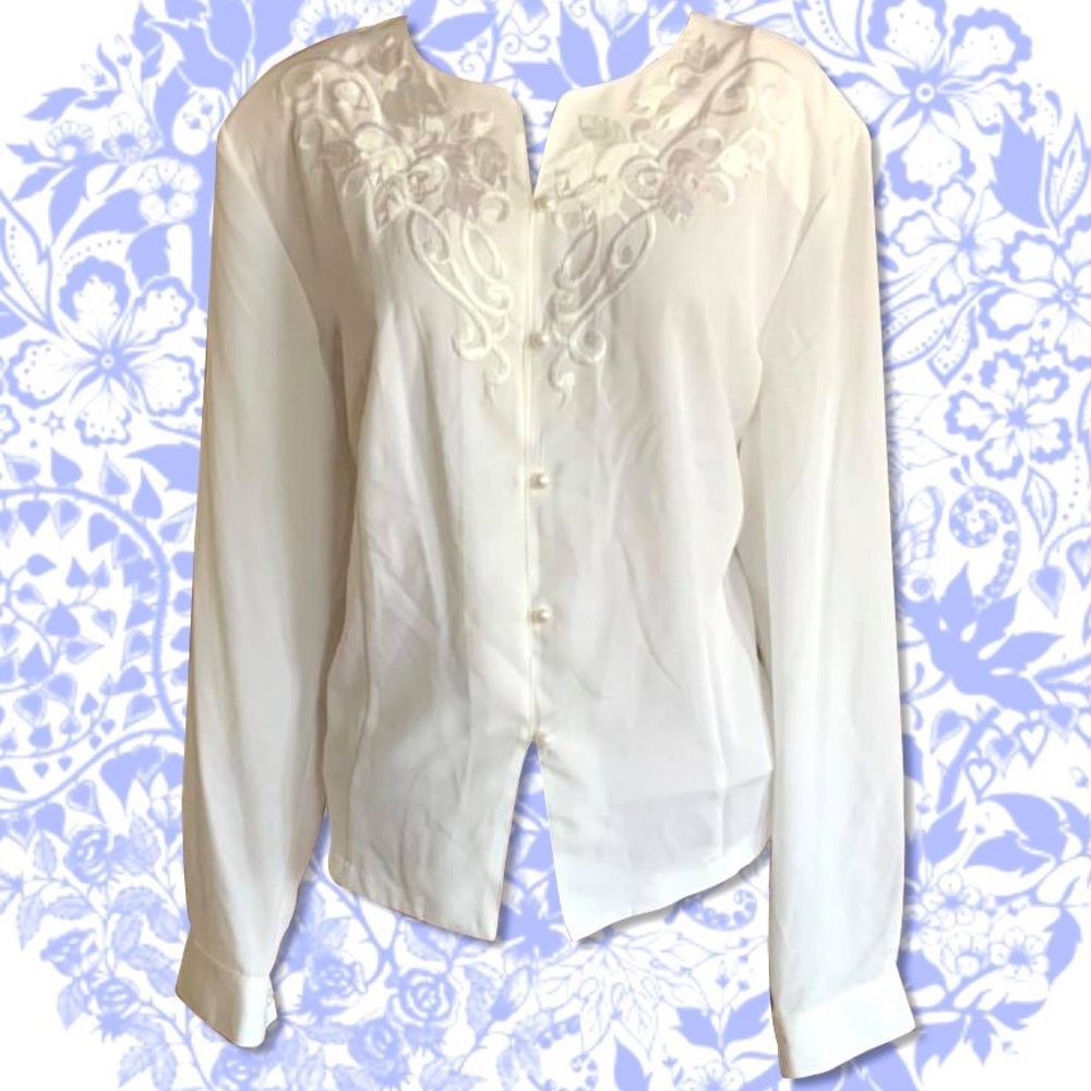 Vintage Liz Baker White Blouse NWT